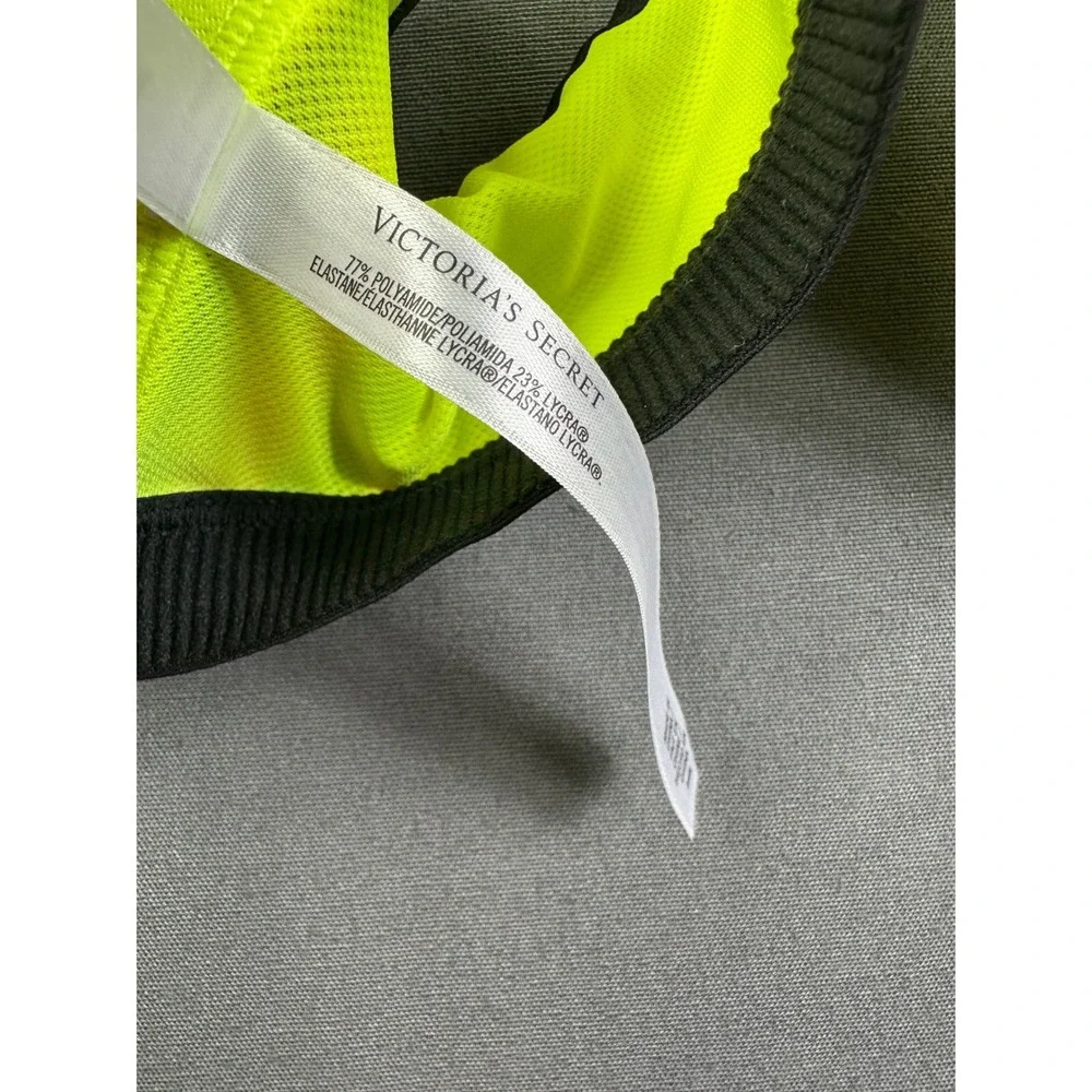 VSX Victoria's Secret‎ Neon Yellow Front Zip Racerback Sports Bra Geometric 34B